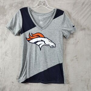 Nike NFL Denver Broncos Dri-FIT T-Shirt V-Neck Athletic Cut‎ Tee Womens Size XS